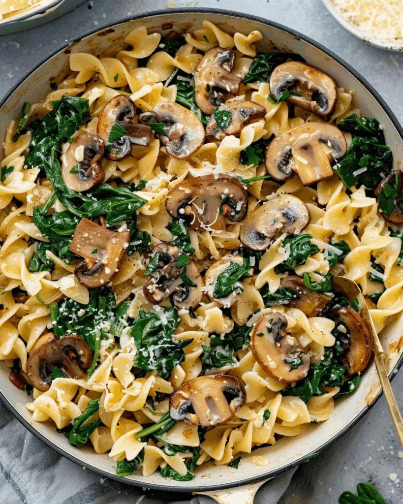 Parmesan Spinach Mushroom Pasta Skillet