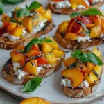 Quick Peach Bruschetta with Whipped Ricotta