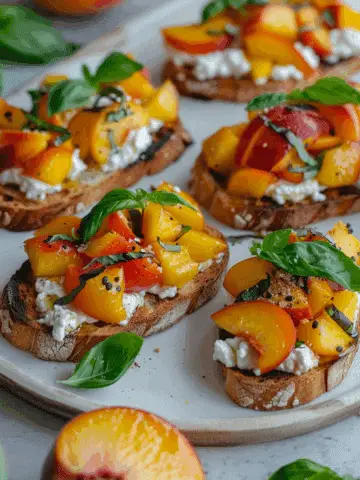 Quick Peach Bruschetta with Whipped Ricotta