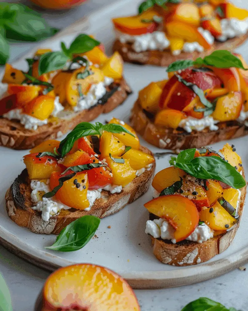 Quick Peach Bruschetta with Whipped Ricotta
