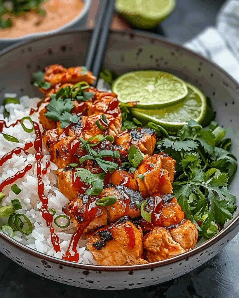 Sweet Chili Chicken Bowl with Coconut Lime Drizzle