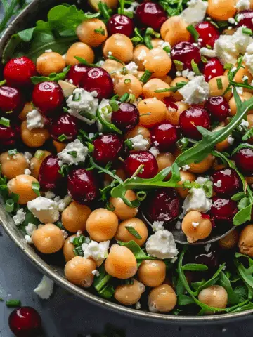 Feta Cranberry Chickpeas with Lemon Vinaigrette