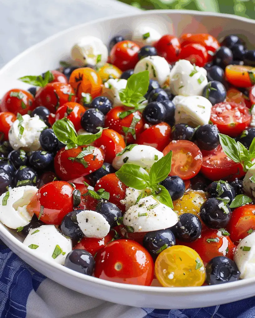 Blueberry Cherry Tomato Caprese Salad