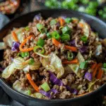 Healthy Chinese Ground Beef & Cabbage Stir Fry Stack