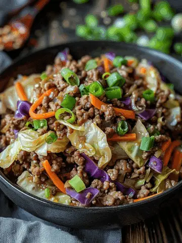 Healthy Chinese Ground Beef & Cabbage Stir Fry Stack