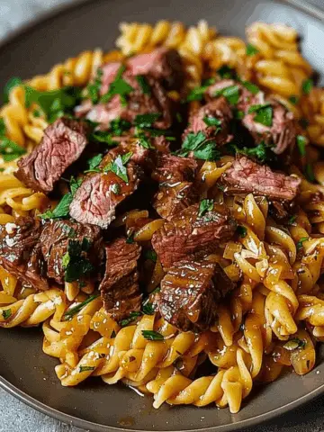 One‑Pot Creamy Spicy Garlic Butter Steak Pasta