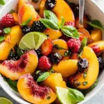 Honey Lime Basil Peach Fruit Salad