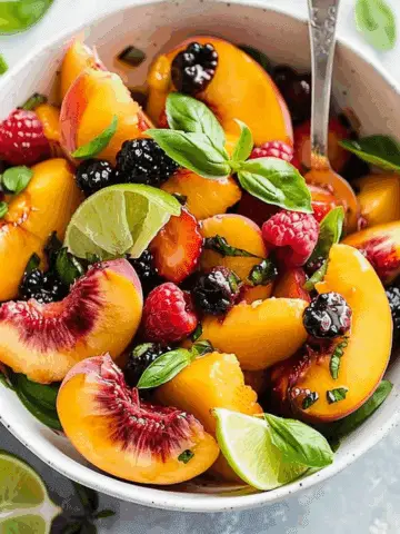Honey Lime Basil Peach Fruit Salad