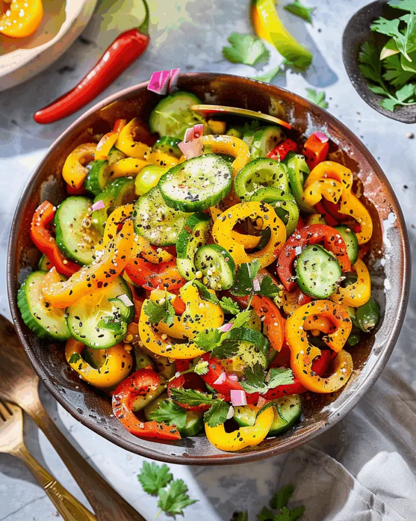 Viral TikTok Cucumber & Bell Pepper Salad