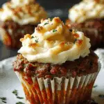 Meatloaf Cupcakes with Whipped Potato Topping