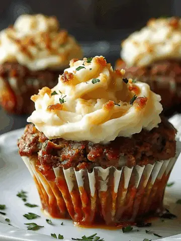 Meatloaf Cupcakes with Whipped Potato Topping