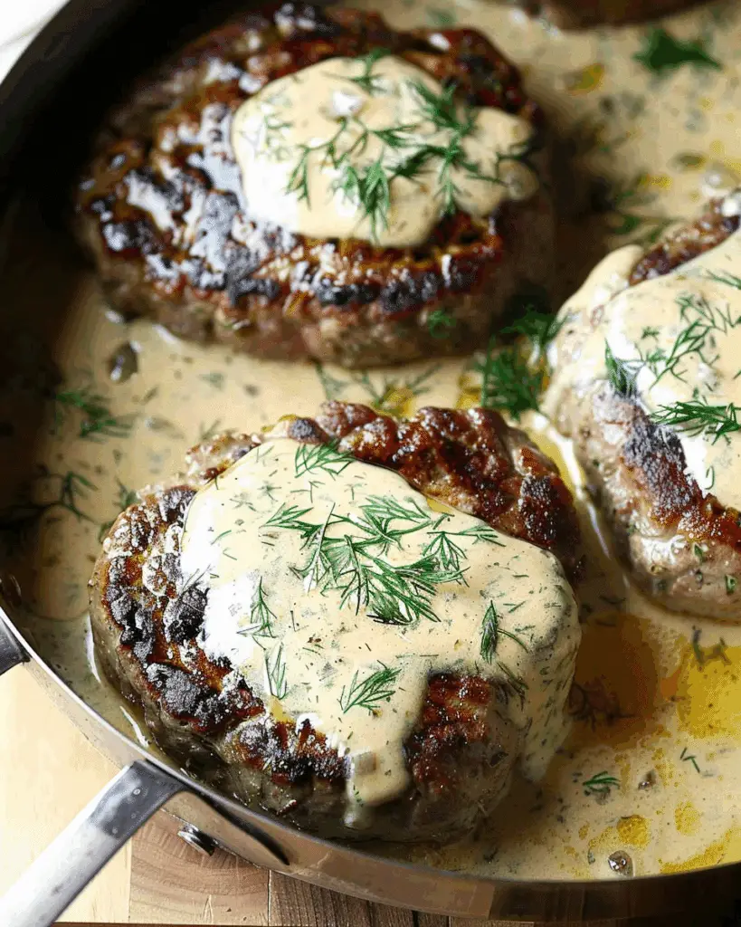 Hamburger Steaks in Creamy Dill Sauce