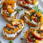 Quick Peach Bruschetta with Whipped Ricotta