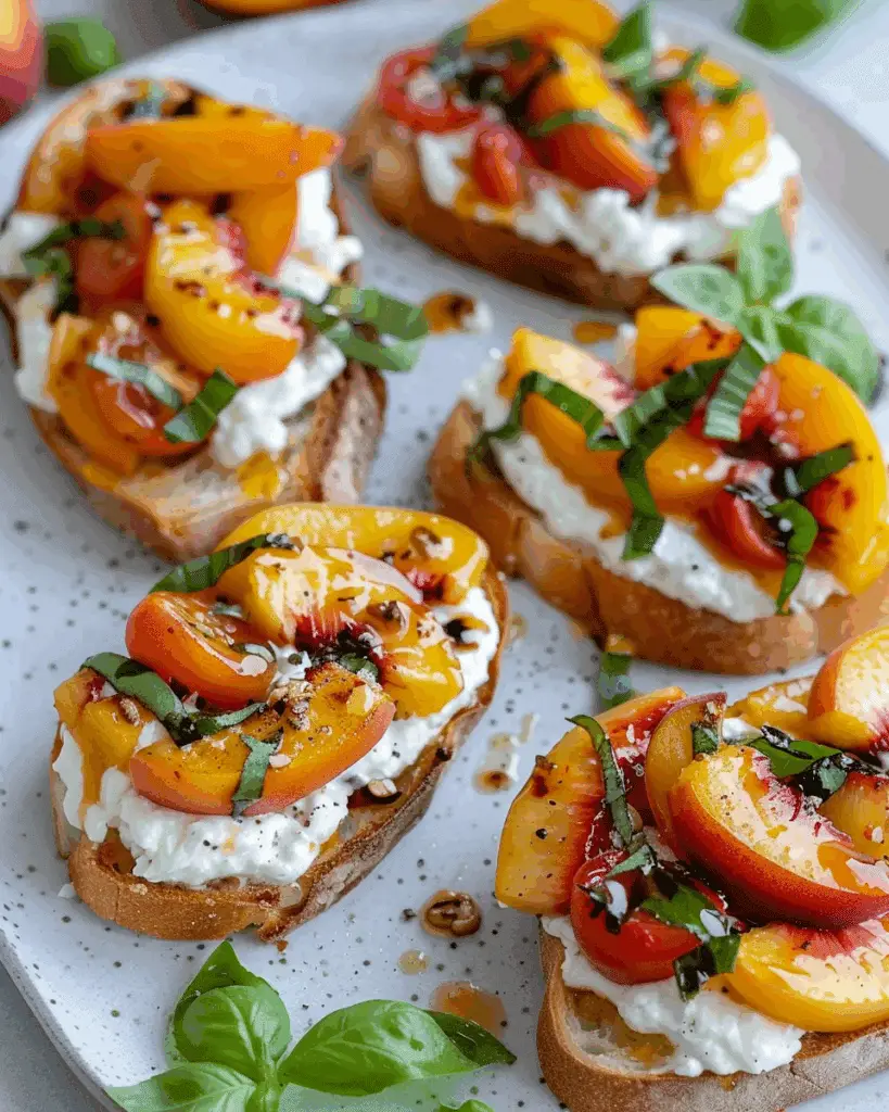 Quick Peach Bruschetta with Whipped Ricotta