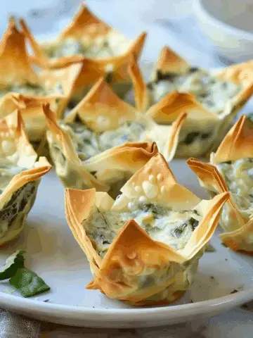Spinach-Artichoke Dip Wonton Cups