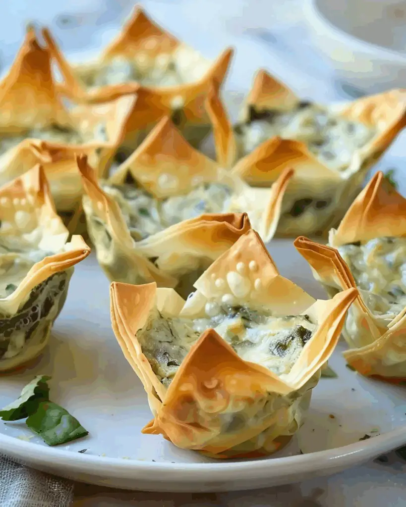 Spinach-Artichoke Dip Wonton Cups
