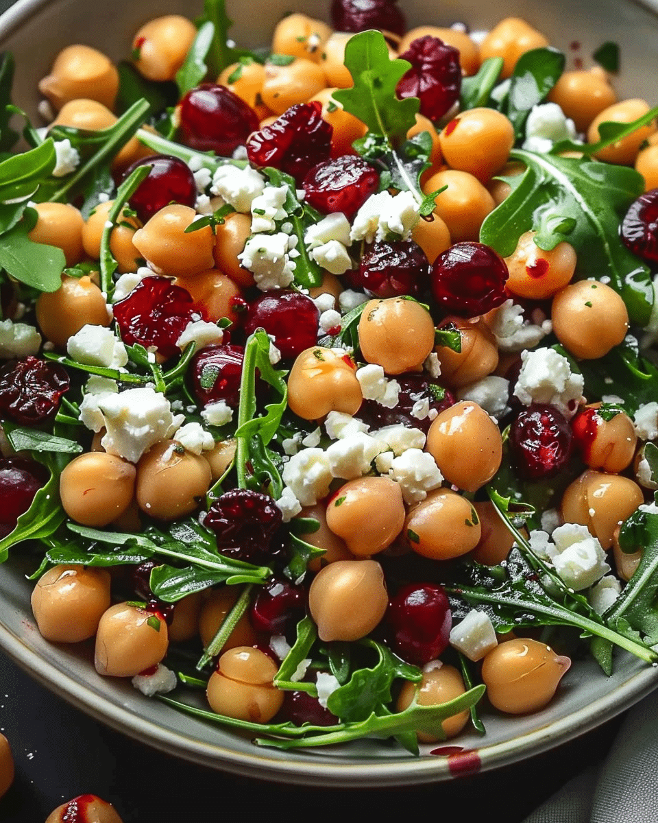 Feta Cranberry Chickpeas with Lemon Vinaigrette