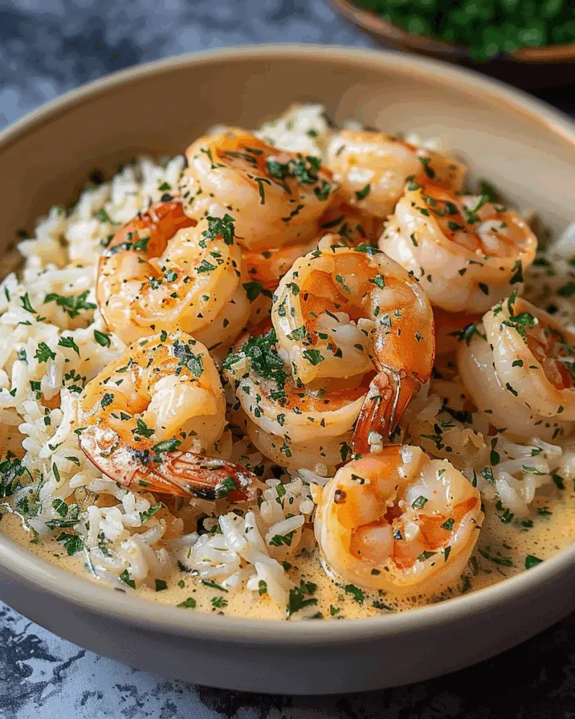 Creamy Garlic Butter Shrimp Bowl with Herb Rice