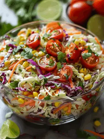 Layered Mexican Coleslaw Tomato Corn Salad