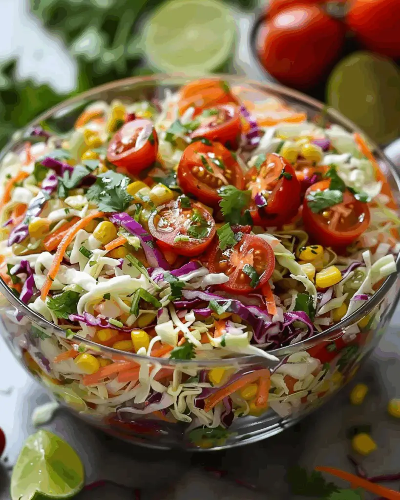 Layered Mexican Coleslaw Tomato Corn Salad