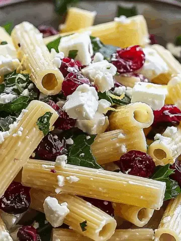 Feta Cranberry Rigatoni Salad with Lemon Vinaigrette