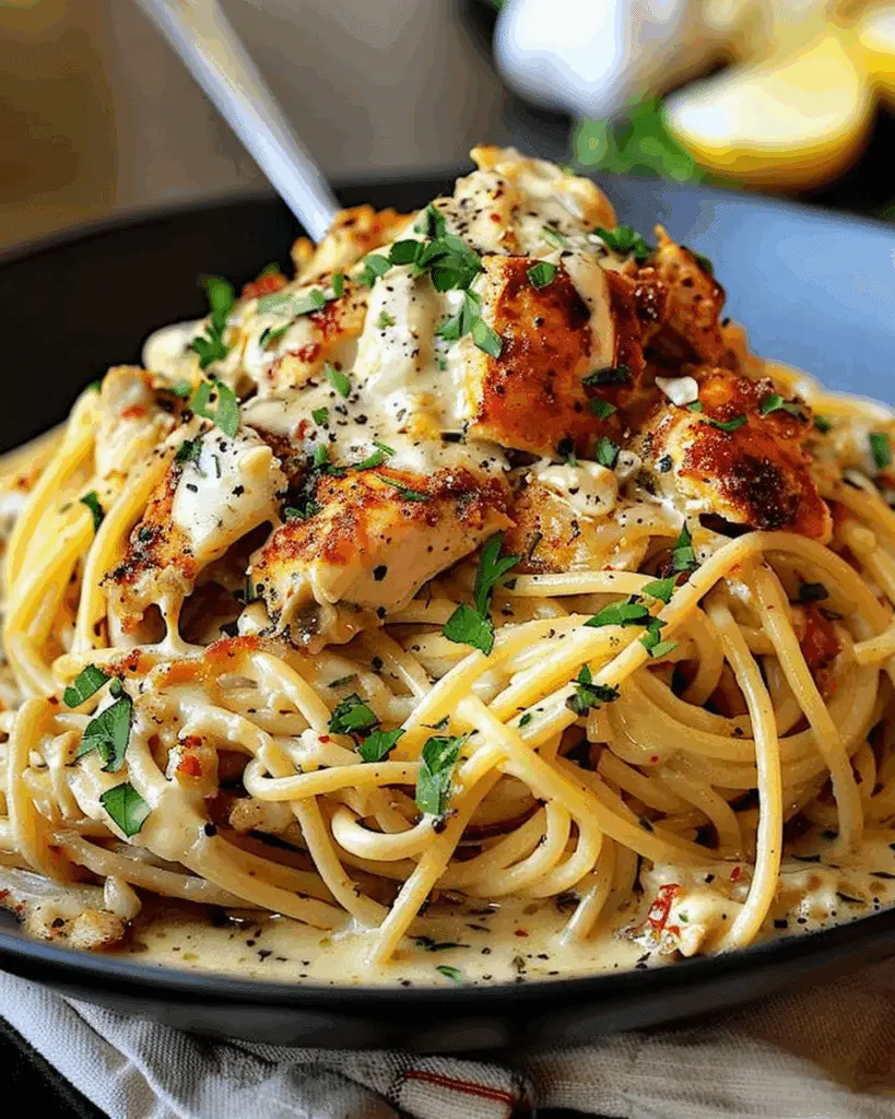 Creamy Cajun Chicken Spaghetti with Garlic Mozzarella Sauce