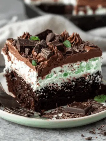 Chocolate Mint Poke Cake
