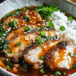 Caramelised Soy Chicken in Garlic Ginger Broth with Rice