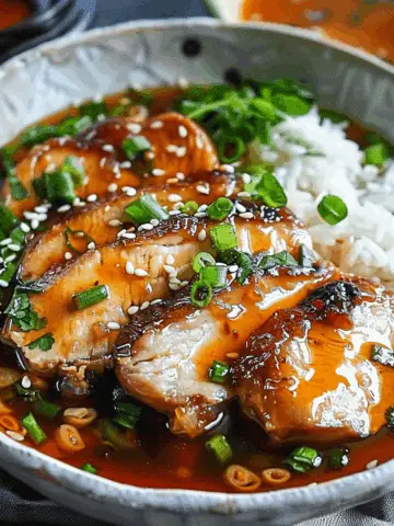 Caramelised Soy Chicken in Garlic Ginger Broth with Rice