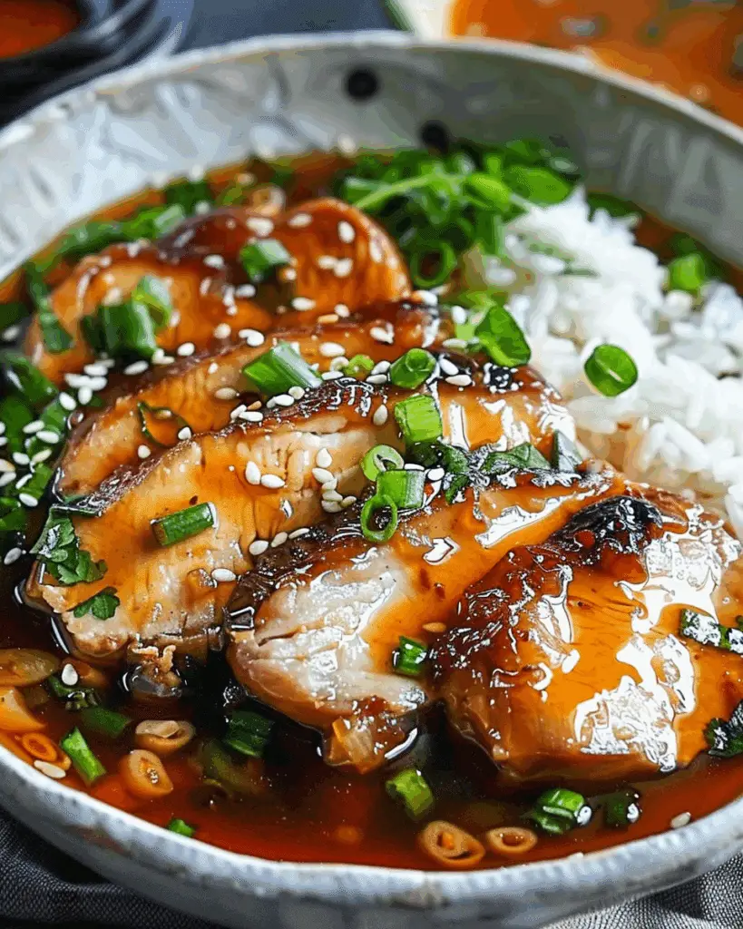 Caramelised Soy Chicken in Garlic Ginger Broth with Rice