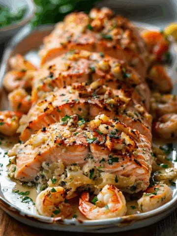 Crab & Shrimp Stuffed Salmon