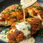 Parmesan Crusted Chicken with Creamy Garlic Sauce
