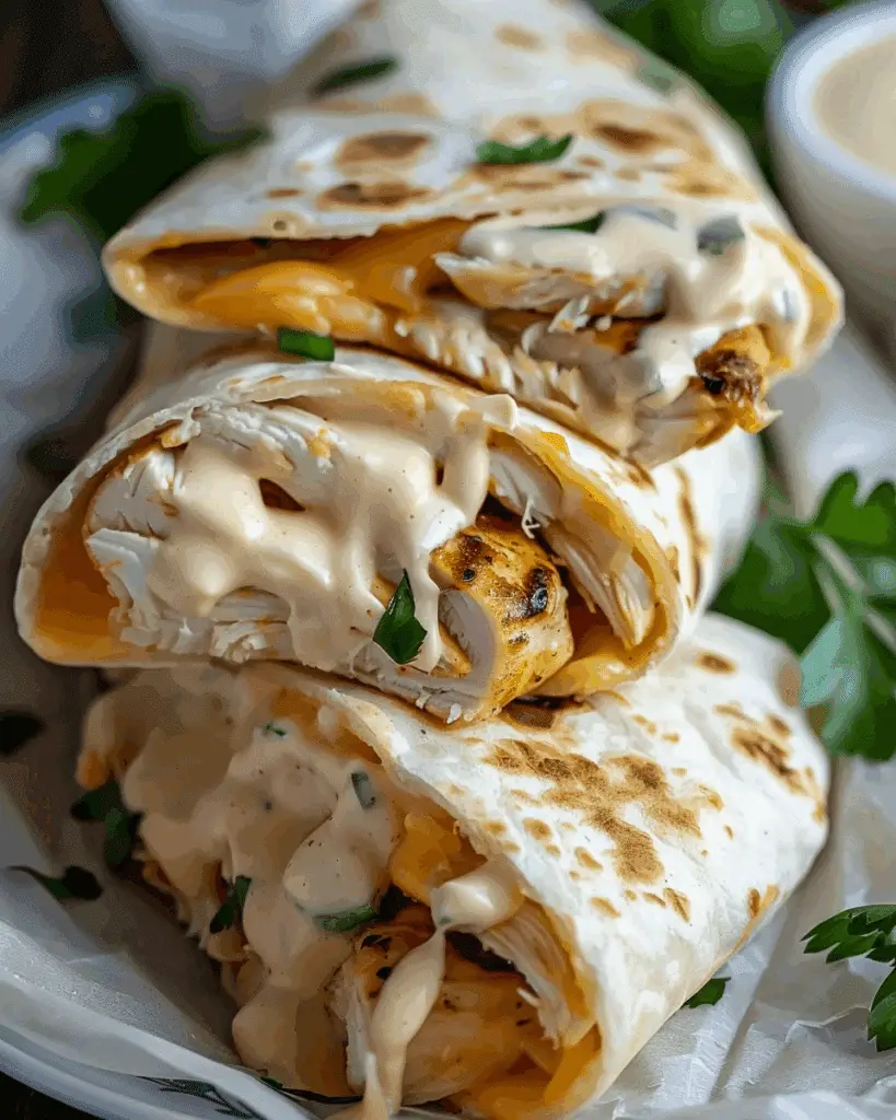Cheesy Garlic Chicken Wraps