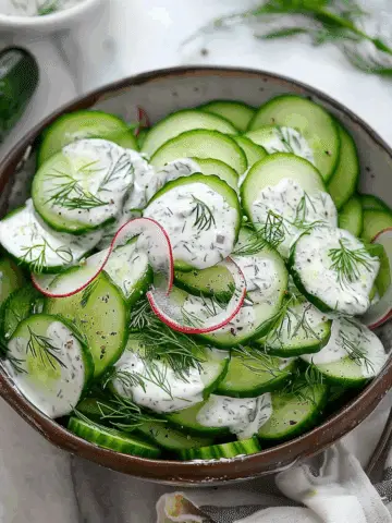 Marinated Cucumber Salad with Creamy Dill Sauce