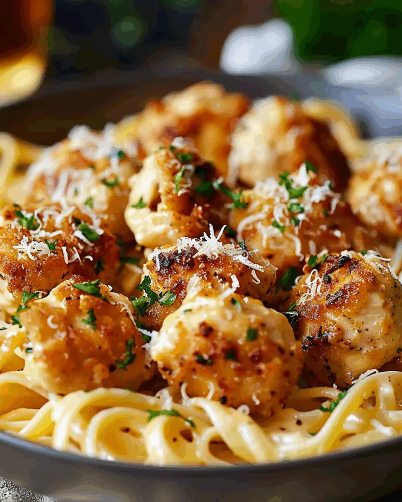 Delicious Garlic Butter Chicken Bites with Creamy Parmesan Pasta Recipe