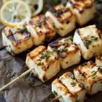 Grilled Halloumi Skewers with Lemon and Thyme