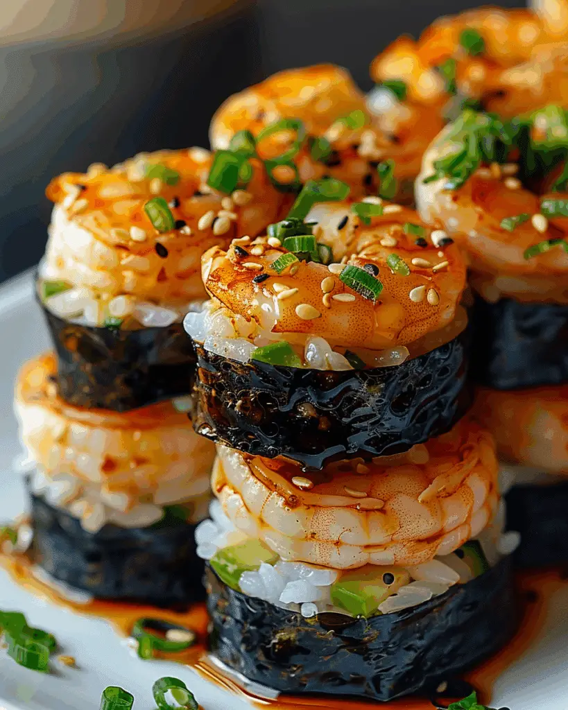 Spicy Shrimp Sushi Stacks