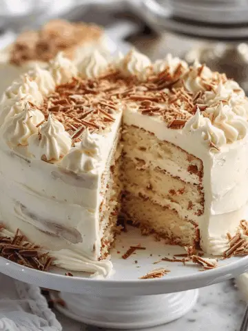 White German Chocolate Cake with a Cheesecake Center