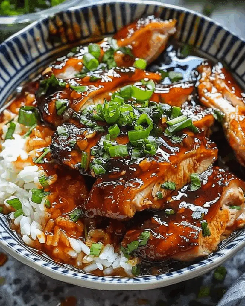 Caramelised Soy Chicken in Garlic Ginger Broth with Rice