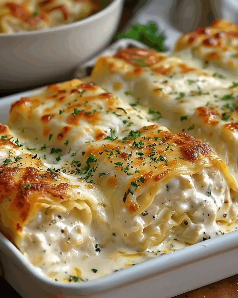 Chicken Alfredo Lasagna Rolls