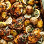 Lemon-Balsamic Chicken and Potatoes with Tzatziki-Feta Sauce