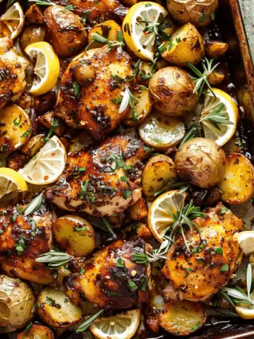 Lemon-Balsamic Chicken and Potatoes with Tzatziki-Feta Sauce