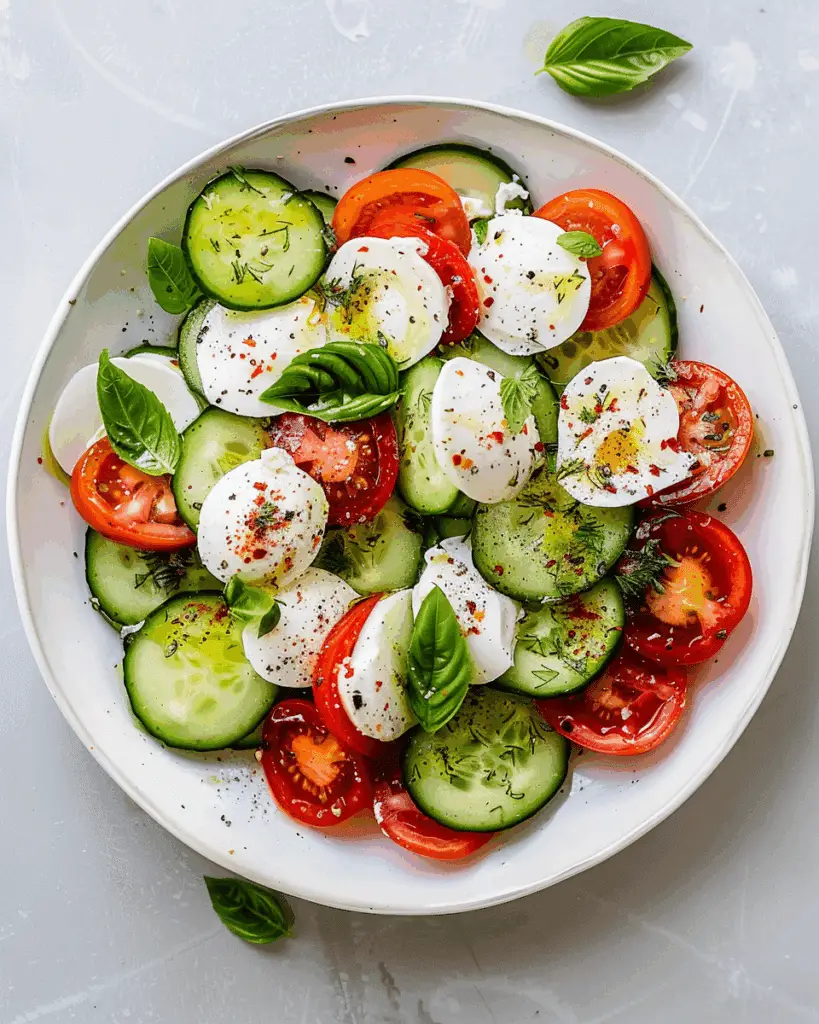 Fresh Cucumber Caprese Salad