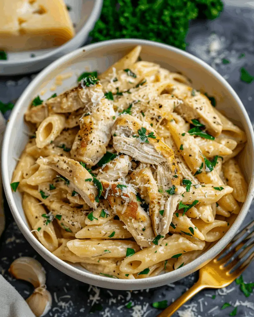 Healthy Garlic Parmesan Chicken Pasta