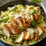 Pesto Pasta with Crispy Parmesan Chicken