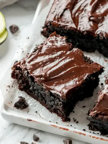 Extra Fudgy Chocolate Zucchini Brownies with Creamy Frosting