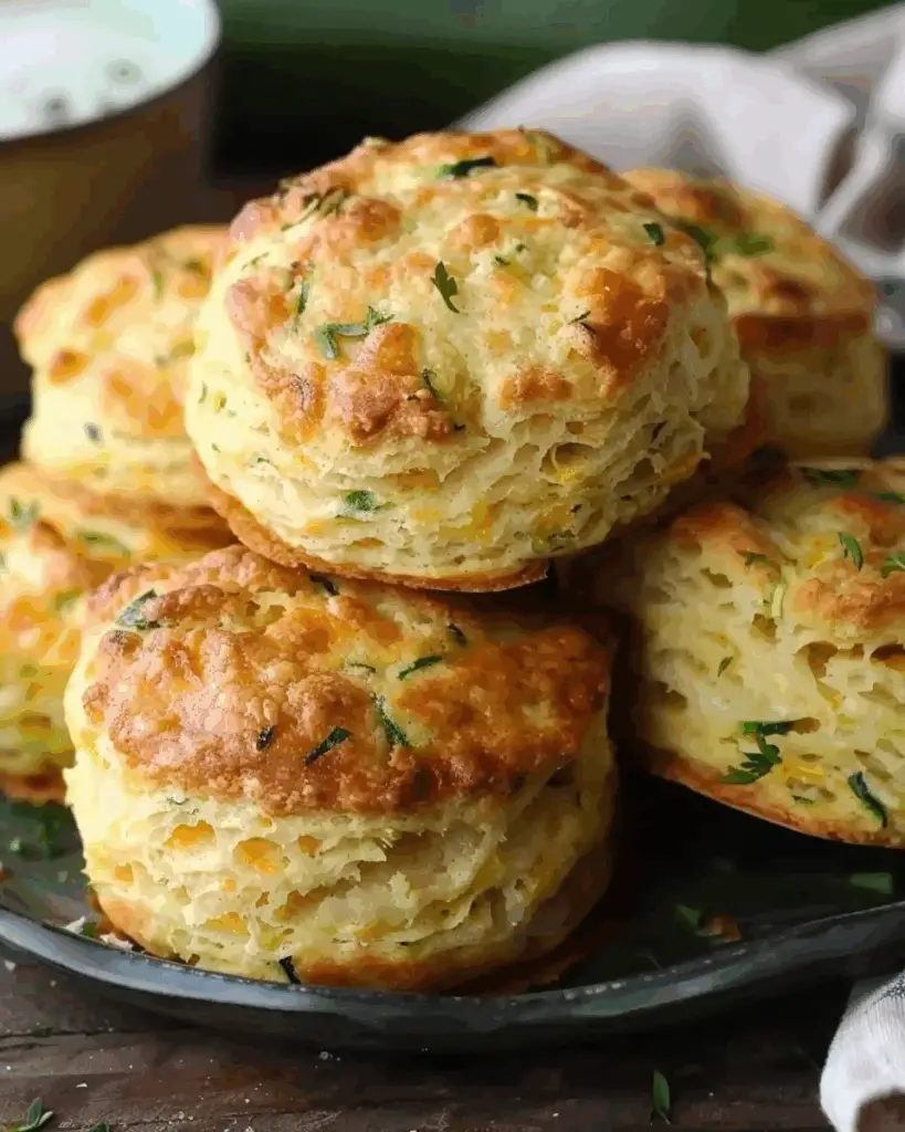Flaky Zucchini Cheddar Biscuits