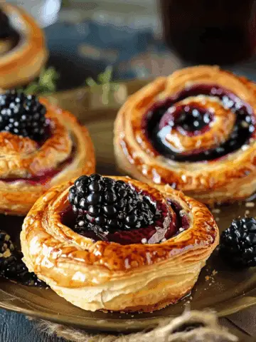 Honeyed Brie-Blackberry Puff Pastry Swirls