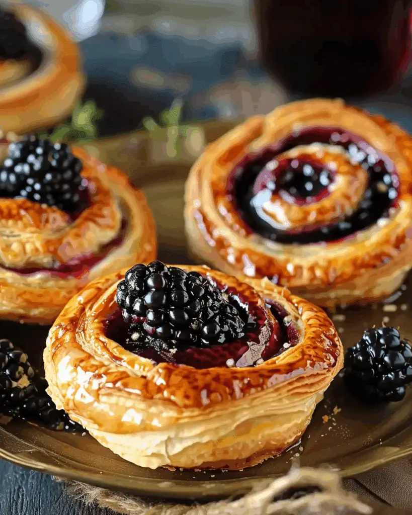 Honeyed Brie-Blackberry Puff Pastry Swirls