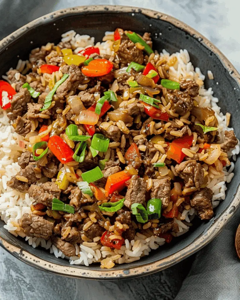 Beef and Pepper Rice Bowl